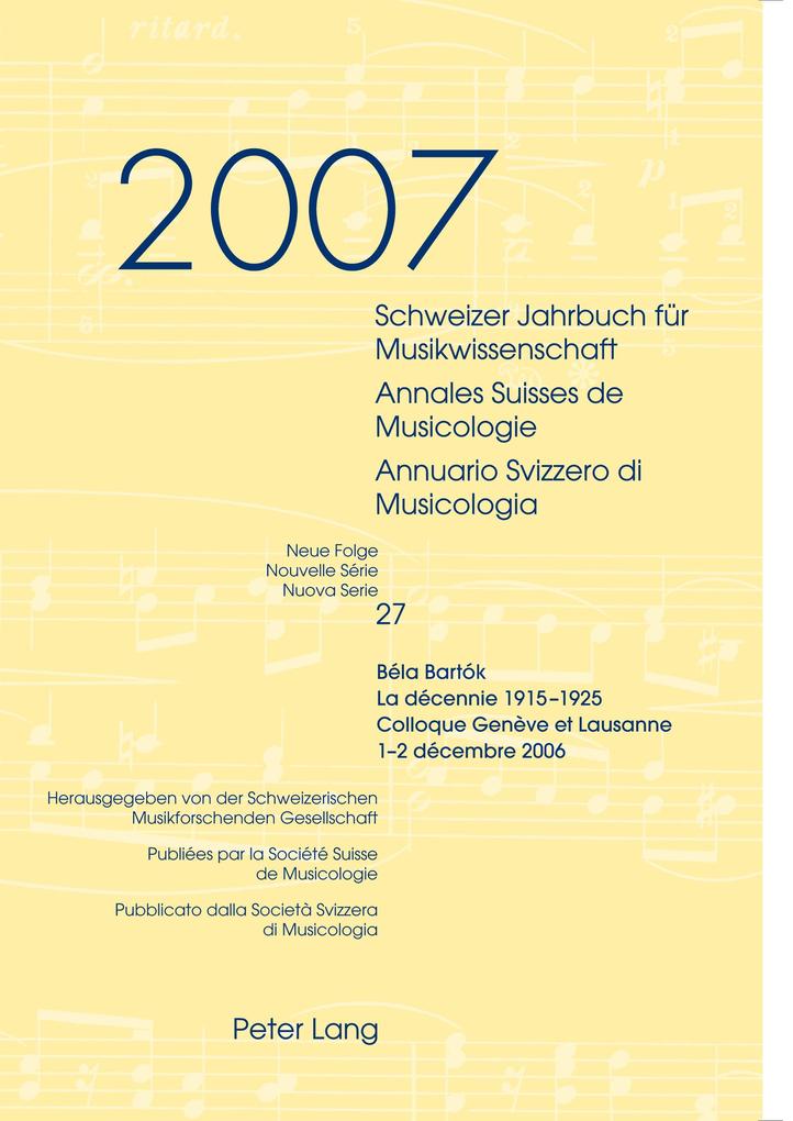 Schweizer Jahrbuch für Musikwissenschaft- Annales Suisses de Musicologie- Annuario Svizzero di Musicologia