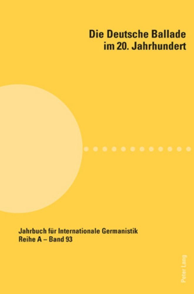 Die deutsche Ballade im 20. Jahrhundert