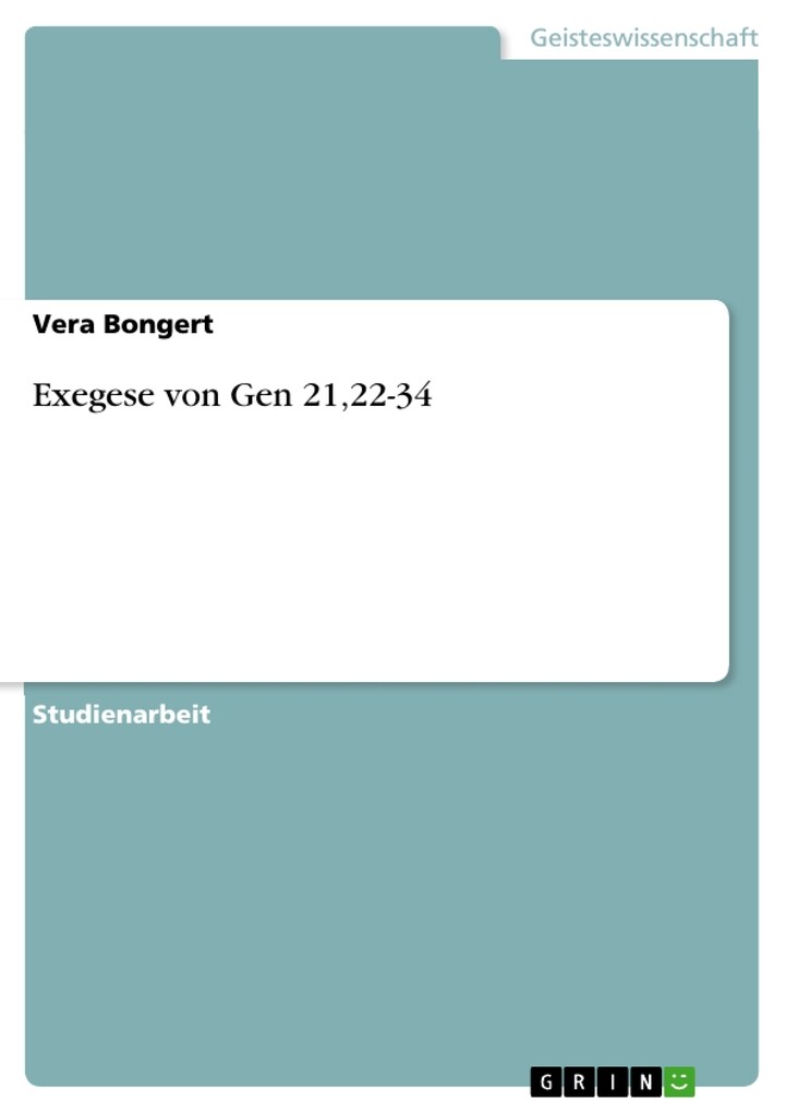 Exegese von Gen 21,22-34 als eBook Download von Vera Bongert - Vera Bongert