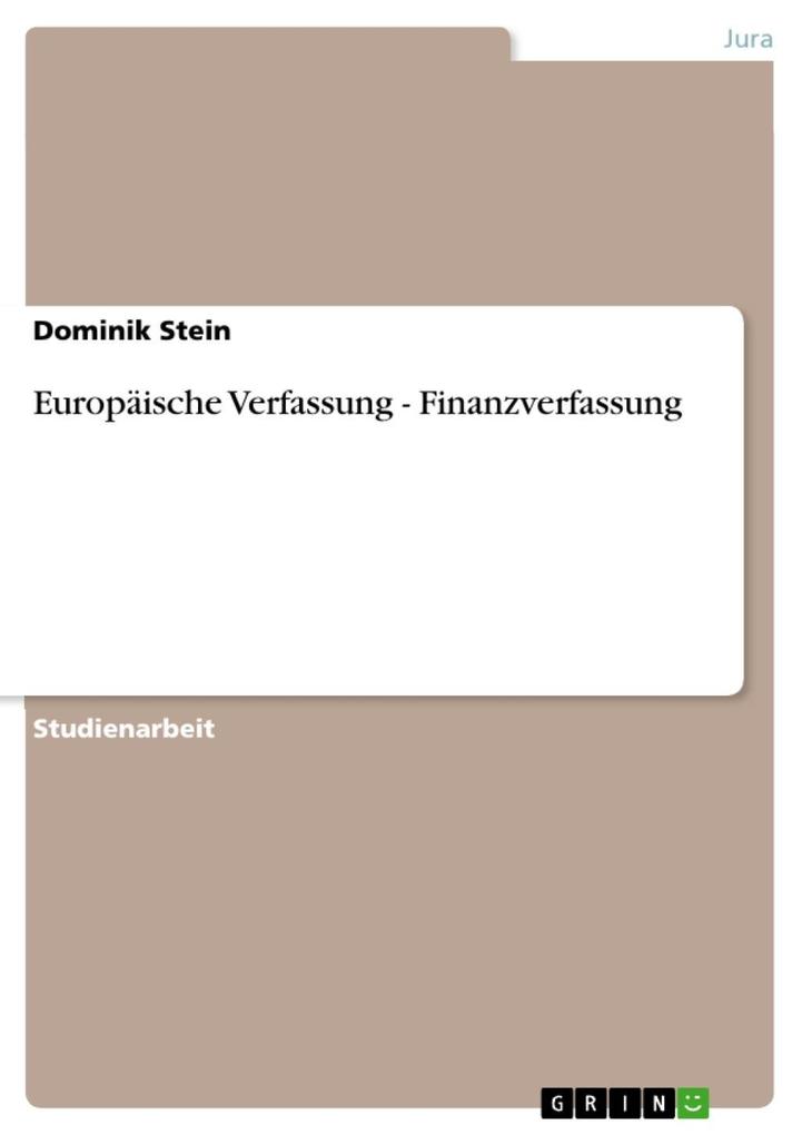 Europäische Verfassung - Finanzverfassung