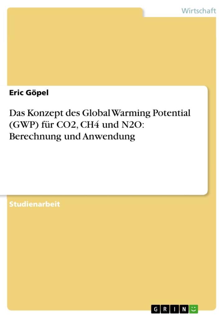 Das Konzept des Global Warming Potential (GWP) für CO2 CH4 und N2O: Berechnung und Anwendung