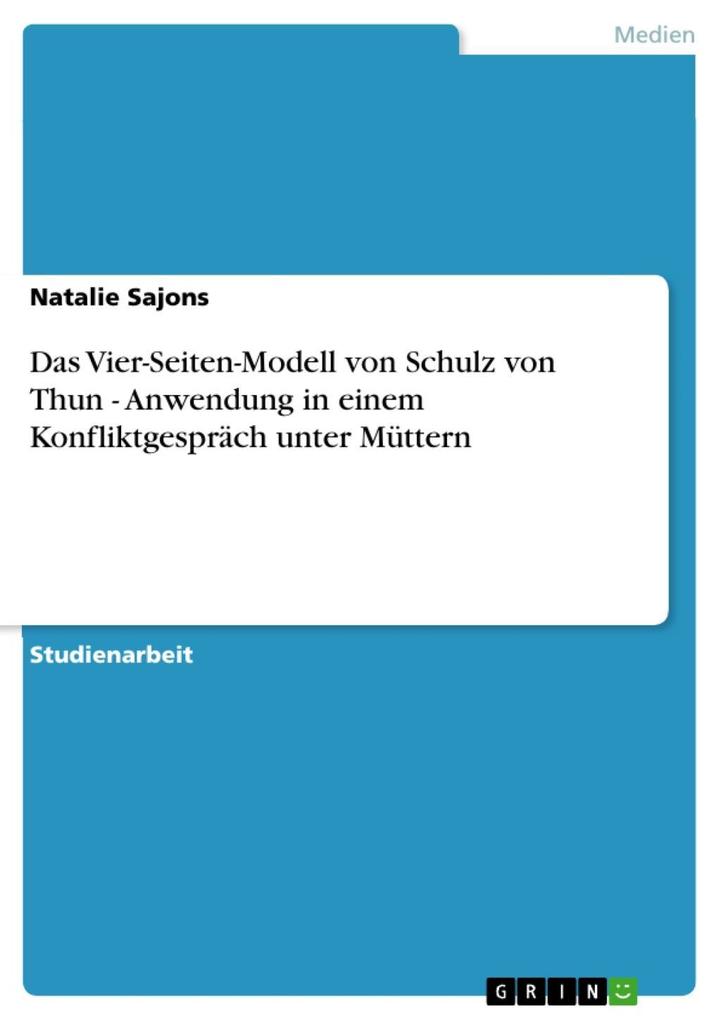 Das Vier-Seiten-Modell von Schulz von Thun - Anwendung in einem Konfliktgespräch unter Müttern - Natalie Sajons
