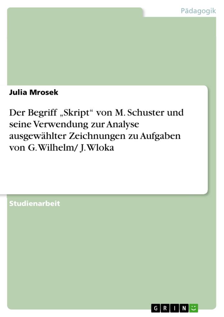 Der Begriff Skript von M. Schuster und seine Verwendung zur Analyse ausgewählter Zeichnungen zu Aufgaben von G. Wilhelm/ J. Wloka