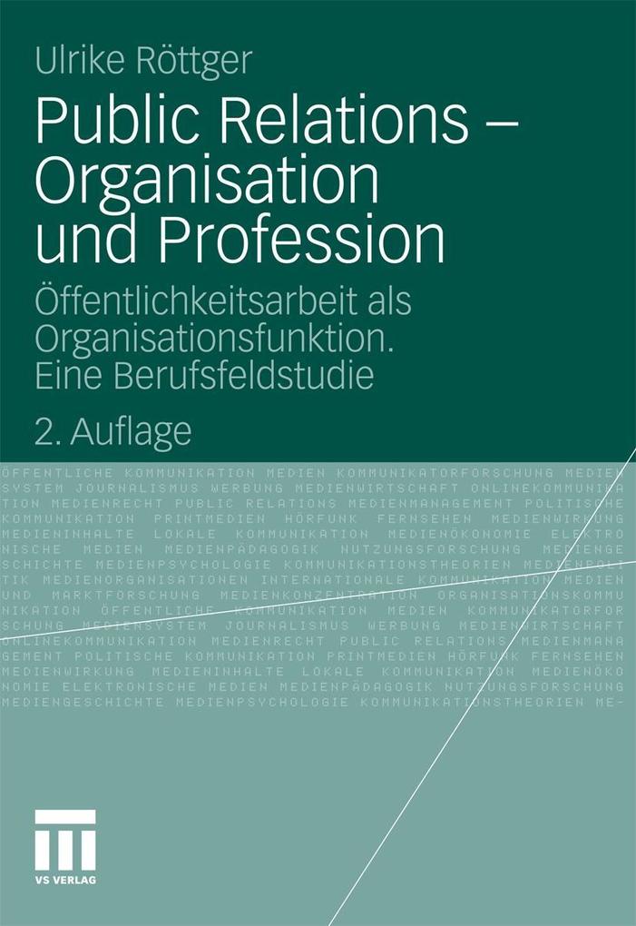 Vs Verlag Für Sozialwissenschaften Public Relations - Organisation Und Profession