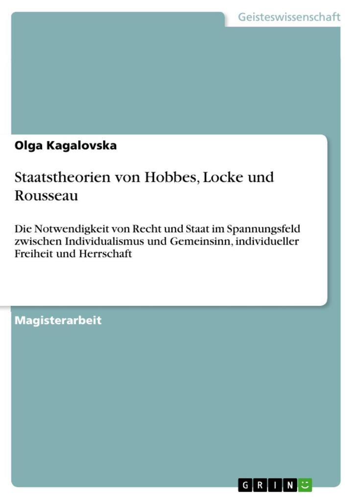 Staatstheorien von Hobbes Locke und Rousseau