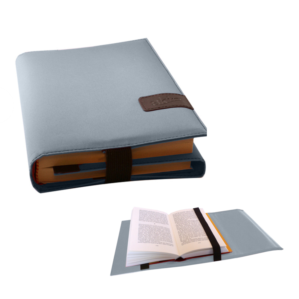BookSKIN Buch Einband (Größenverstellbar) in Himmel-Blau mit Lesezeichen