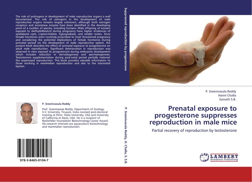 Prenatal exposure to progesterone suppresses reproduction in male mice