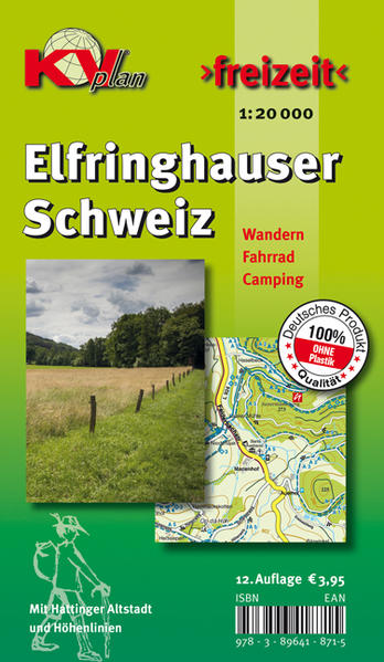 Elfringhauser Schweiz KVplan Wanderkarte/Radkarte/Freizeitkarte 1:20.000 / 1:2.500