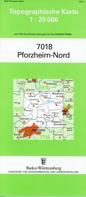 Topographische Karte Baden-Württemberg Pforzheim-Nord