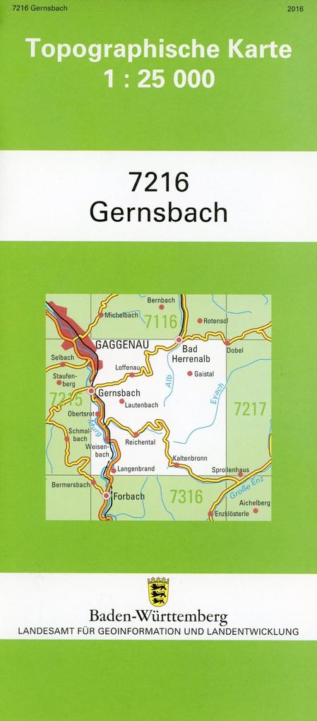 Topographische Karte Baden-Württemberg Gernsbach