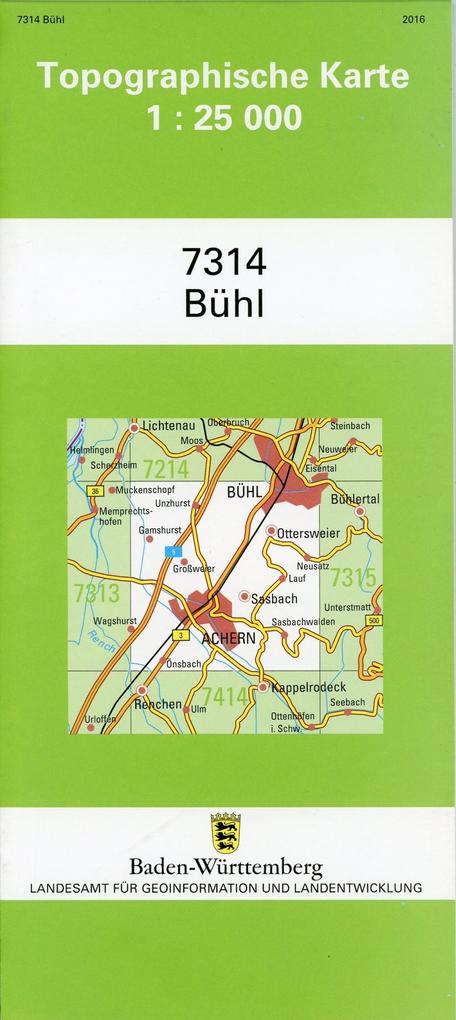 Topographische Karte Baden-Württemberg Bühl