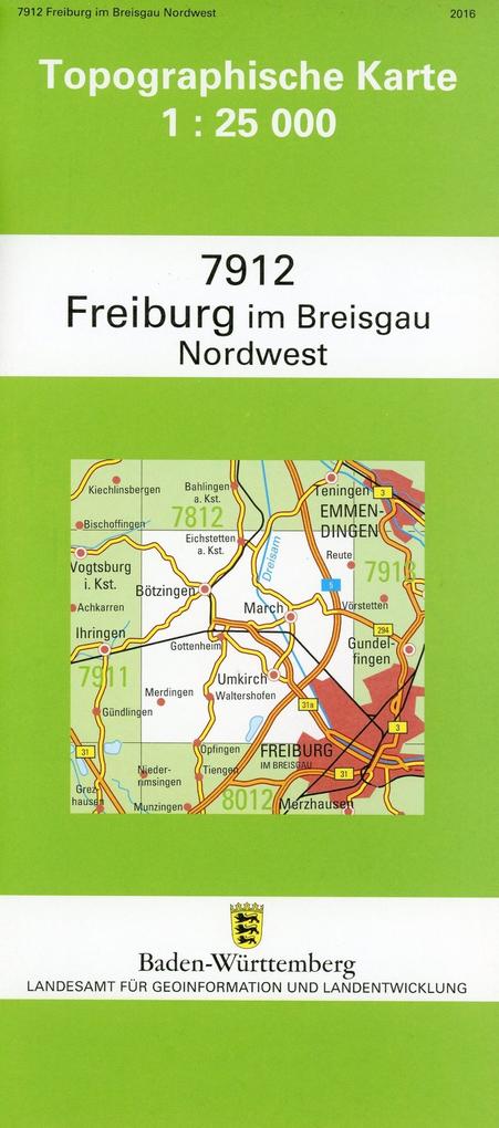 Topographische Karte Baden-Württemberg Freiburg im Breisgau NW