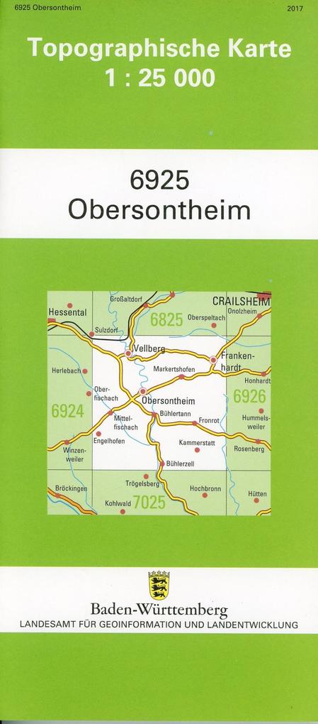 Topographische Karte Baden-Württemberg Obersontheim