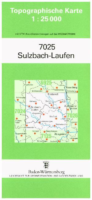 Topographische Karte Baden-Württemberg Sulzbach-Laufen