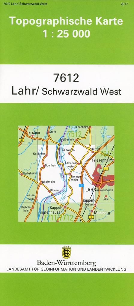 Topographische Karte Baden-Württemberg Lahr/Schwarzwald-West