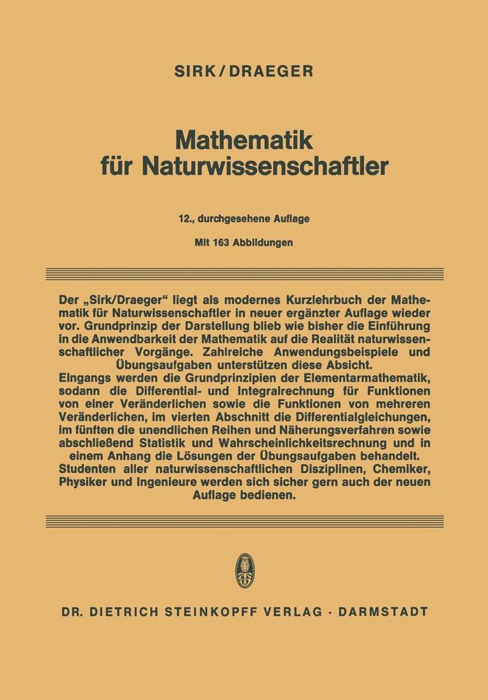 Mathematik für Naturwissenschaftler