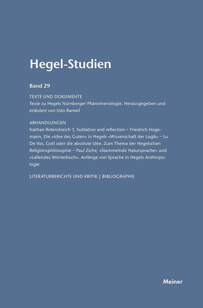Hegel-Studien / Hegel-Studien Band 29