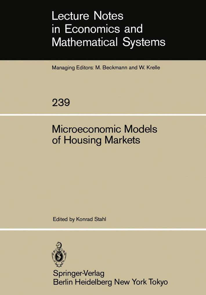 Microeconomic Models of Housing Markets