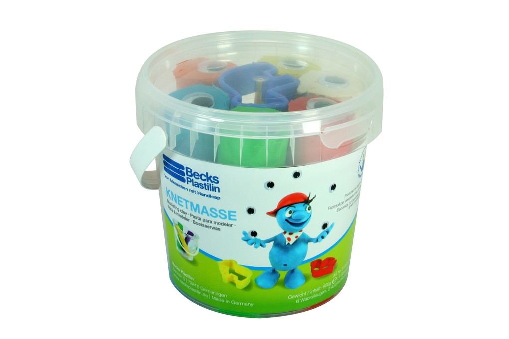 Becks Plastilin Kinderknete 600g 6 Stangen 6 Wackelaugen 2 Ausstechformen