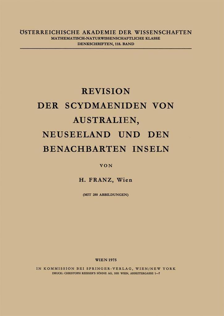 Revision der Scydmaeniden von Australien Neuseeland und den Benachbarten Inseln