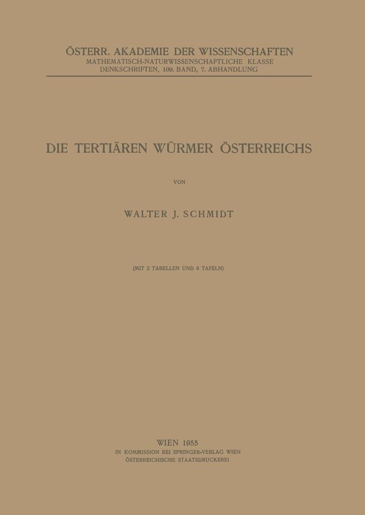 Die Tertiären Würmer Österreichs