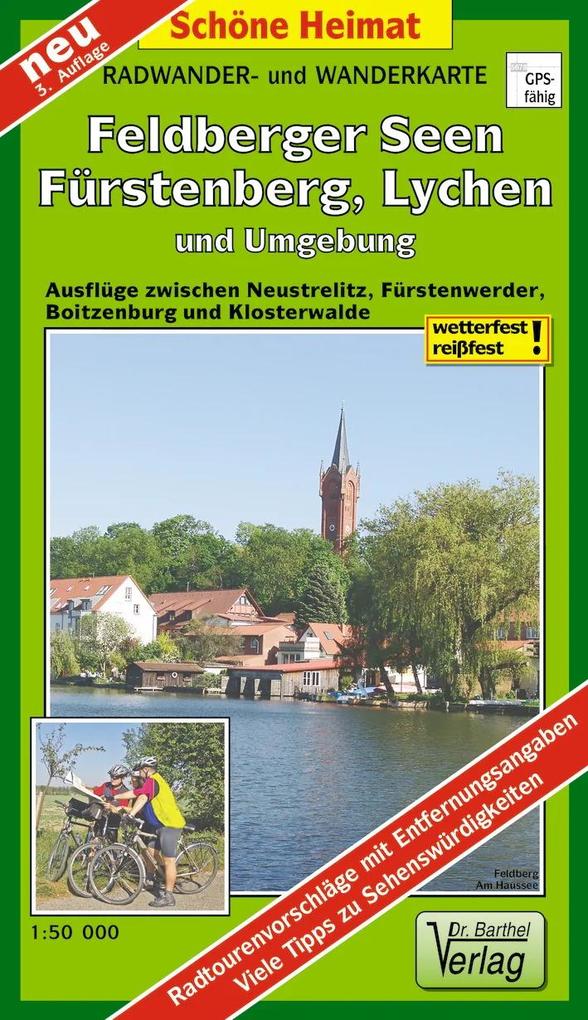 Radwander- und Wanderkarte Feldberger Seen Fürstenberg Lychen und Umgebung