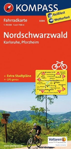 KOMPASS Fahrradkarte 3094 Nordschwarzwald - Karlsruhe - Pforzheim 1:70.000