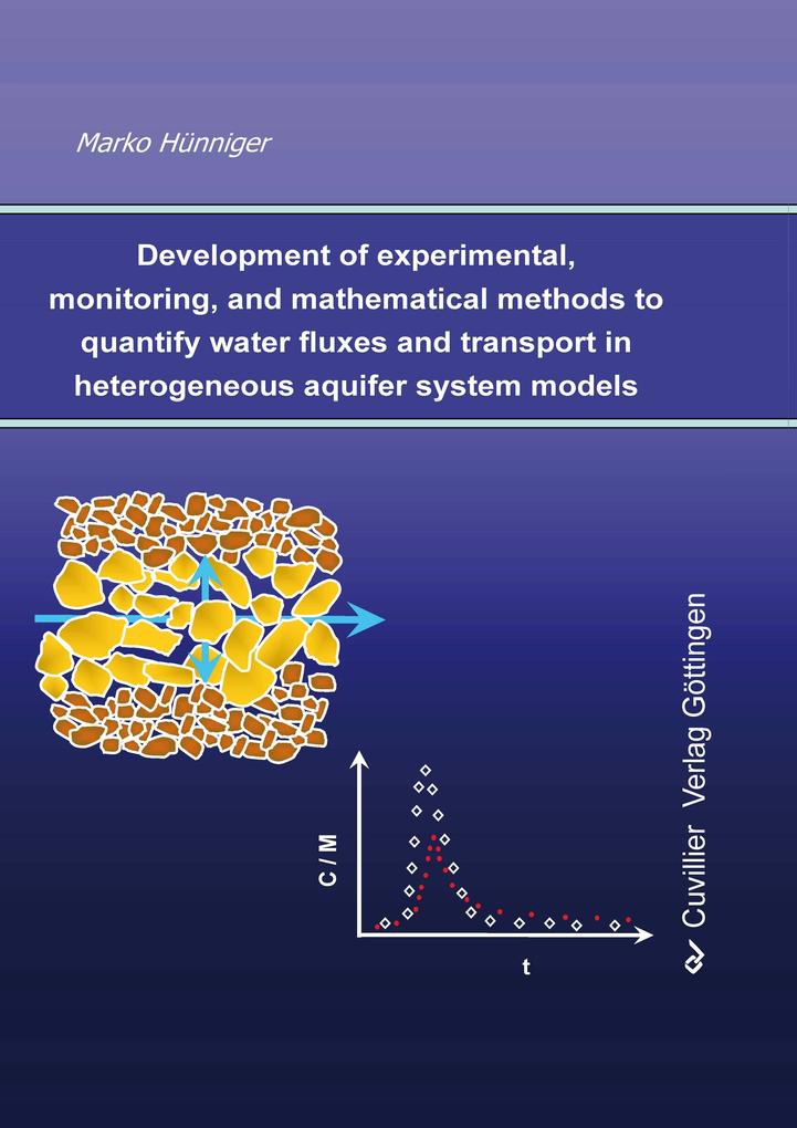 Development of experimental monitoring and mathematical methods to quantify water fluxes and transport in heterogeneous aquifer system models