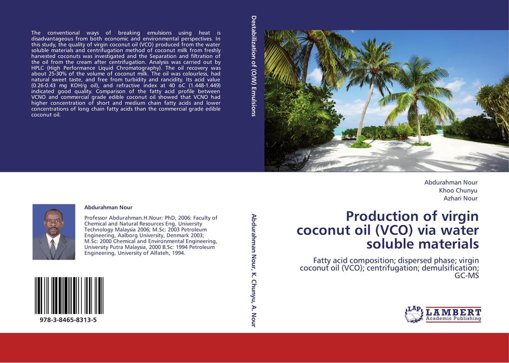 Production of virgin coconut oil (VCO) via water soluble materials