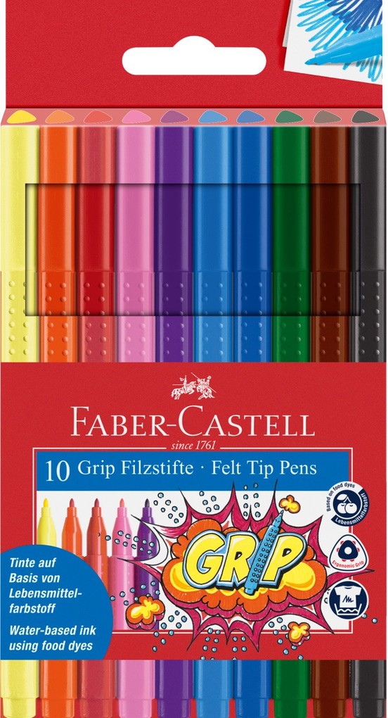 Faber Castell Fasermaler Grip Colour VE=10 Farben