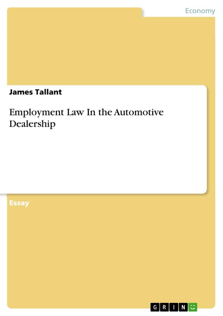 Employment Law In the Automotive Dealership