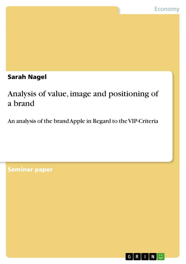 Analysis of value image and positioning of a brand