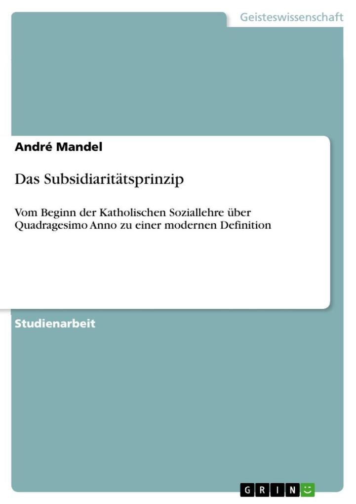 Das Subsidiaritätsprinzip - André Mandel