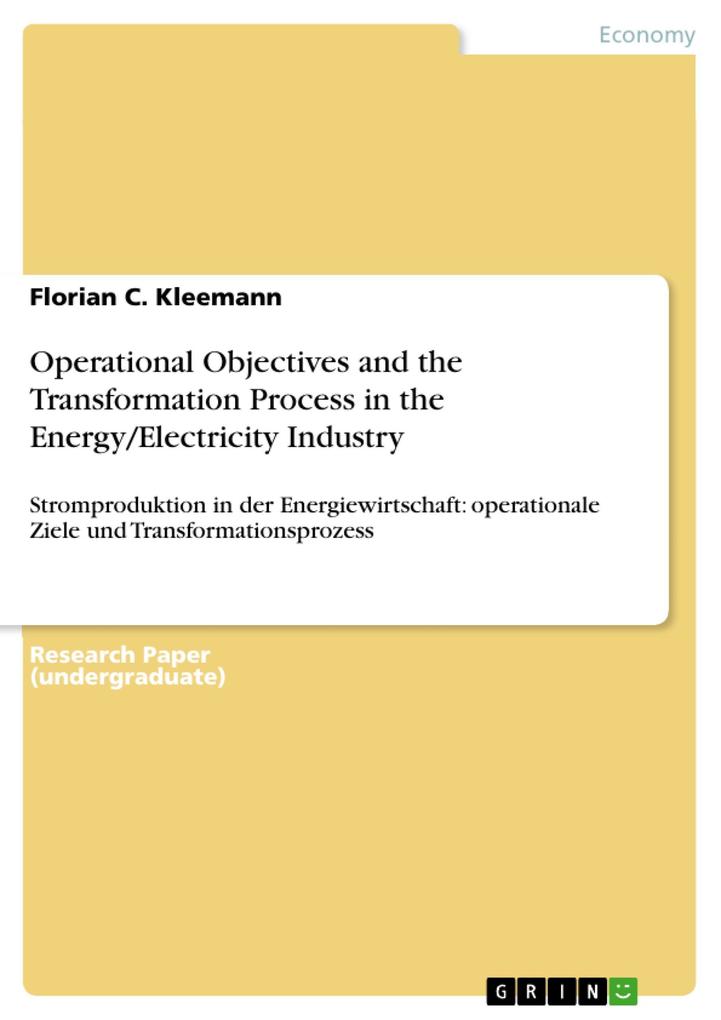 Operational Objectives and the Transformation Process in the Energy/Electricity Industry