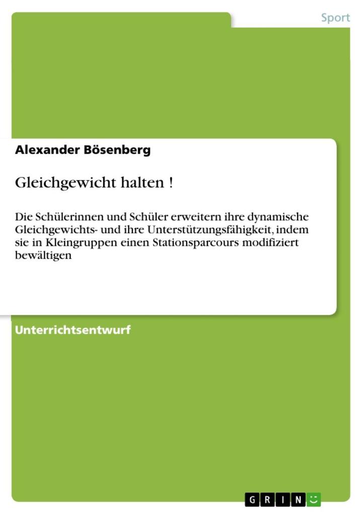 Gleichgewicht halten ! - Alexander Bösenberg