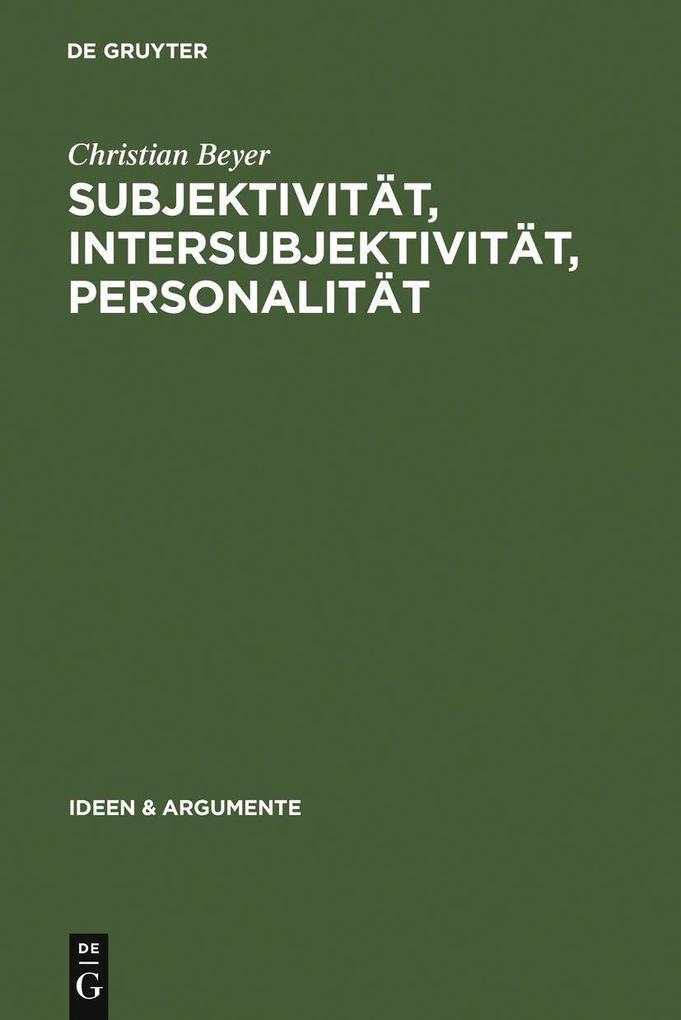 Subjektivität Intersubjektivität Personalität