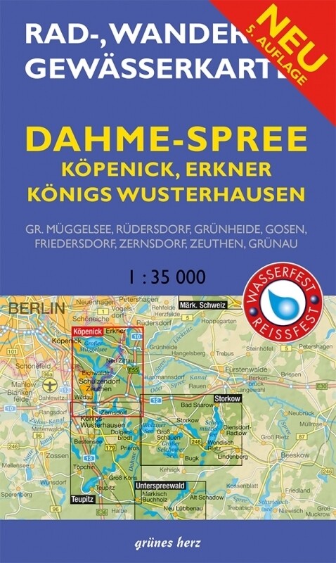 Rad- Wander- und Gewässerkarte Dahme-Spree: Köpenick Erkner Königs Wusterhausen 1:35.000