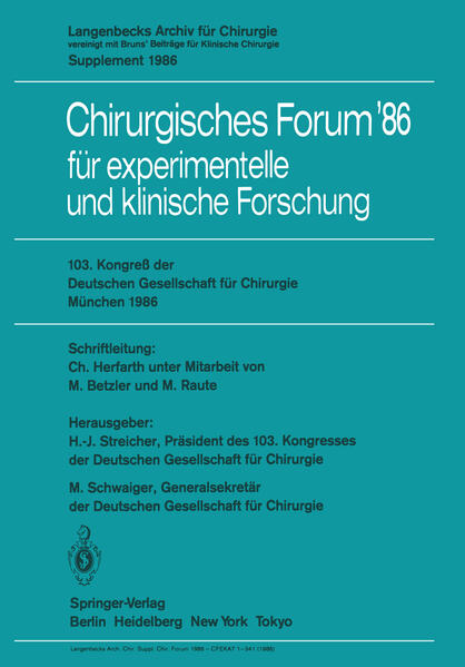103. Kongreß der Deutschen Gesellschaft für Chirurgie München 23.26. April 1986