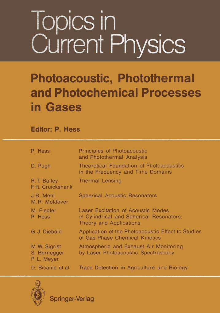 Photoacoustic Photothermal and Photochemical Processes in Gases