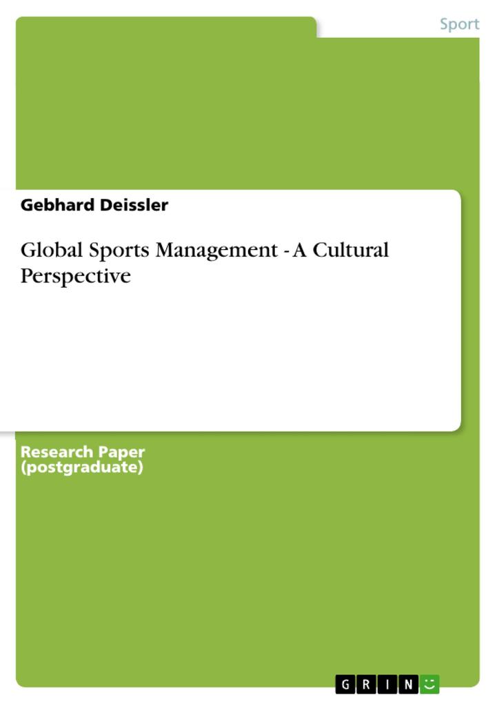 Global Sports Management - A Cultural Perspective