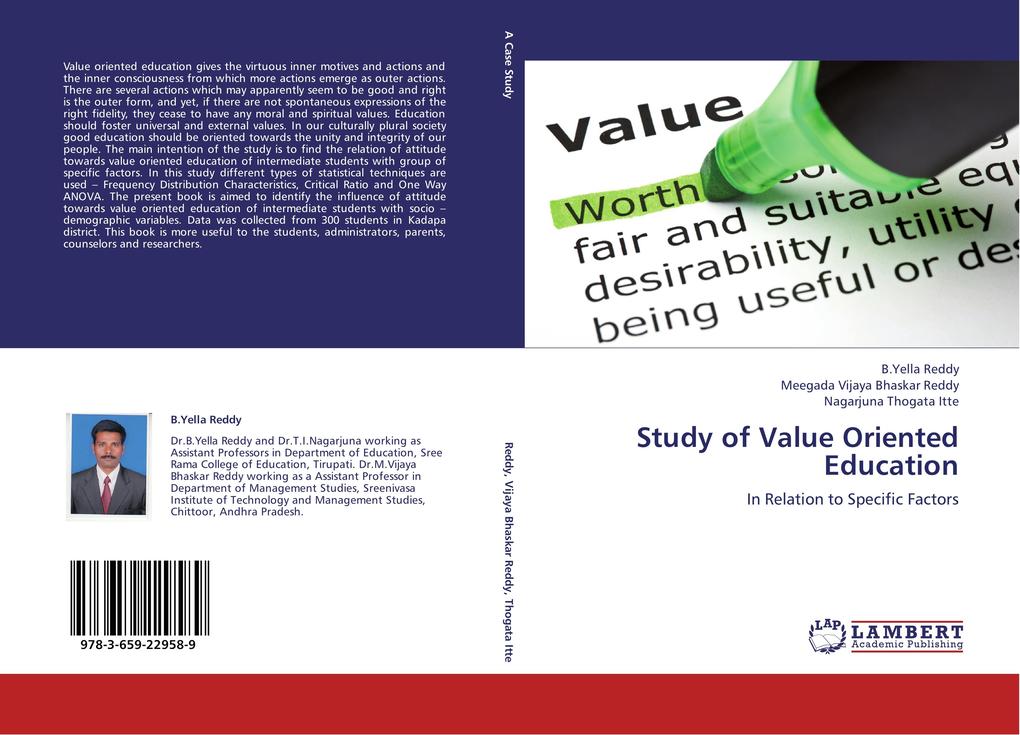 Study of Value Oriented Education - B.Yella Reddy/ Meegada Vijaya Bhaskar Reddy/ Nagarjuna Thogata Itte