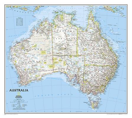 National Geographic Australia Wall Map - Classic (30.25 X 27 In) - National Geographic Maps