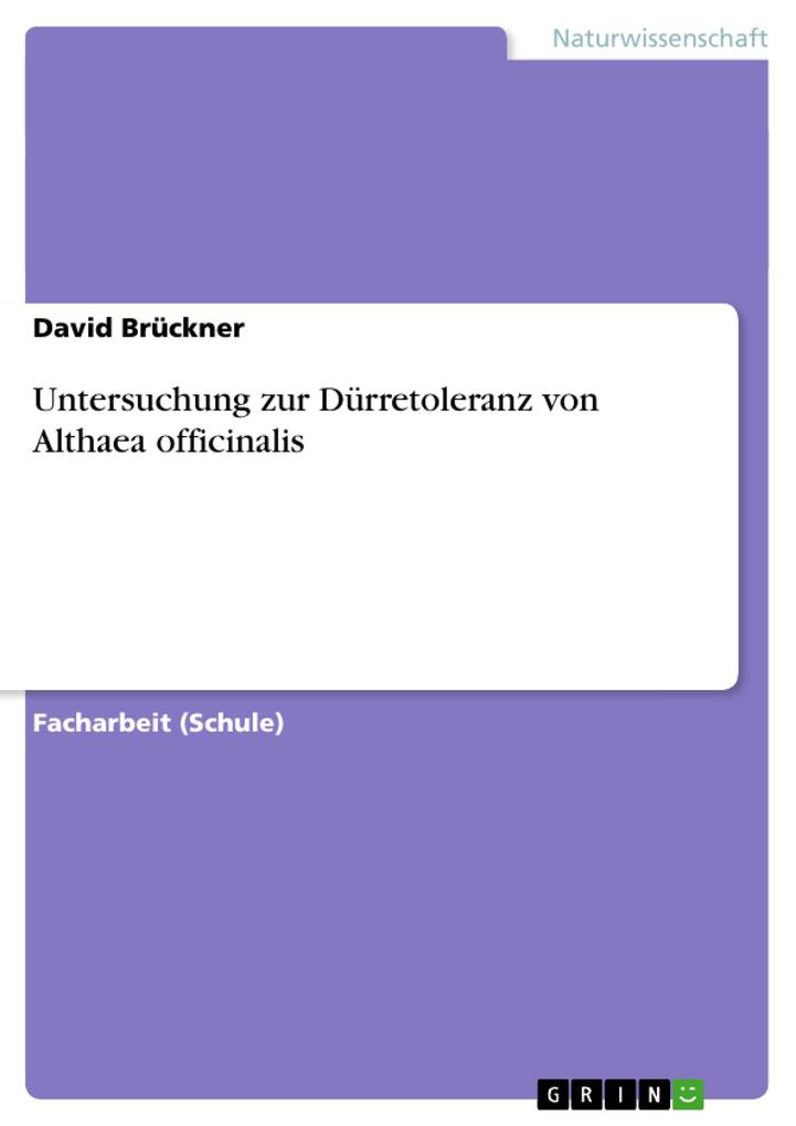 Untersuchung zur Dürretoleranz von Althaea officinalis - David Brückner