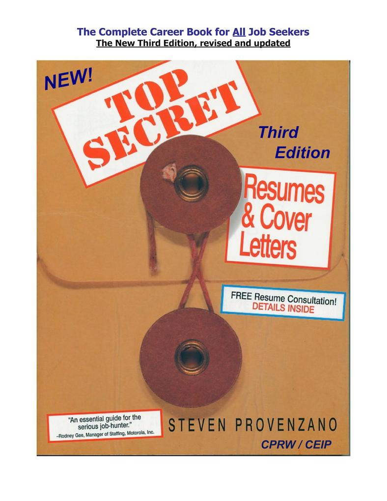 TOP SECRET Resumes & Cover Letters the Third Edition Ebook