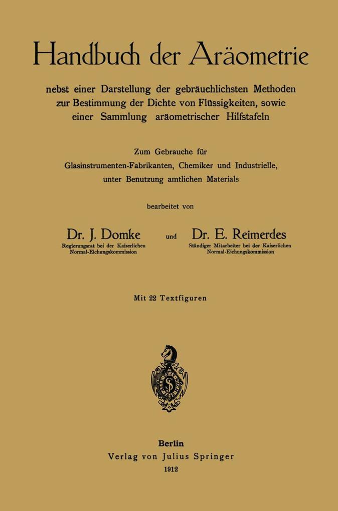 Handbuch der Aräometrie