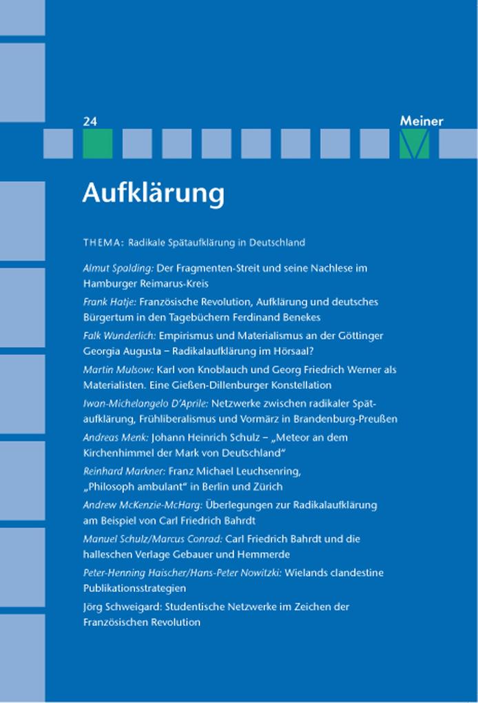 Aufklärung Band 24: Radikale Spätaufklärung in Deutschland