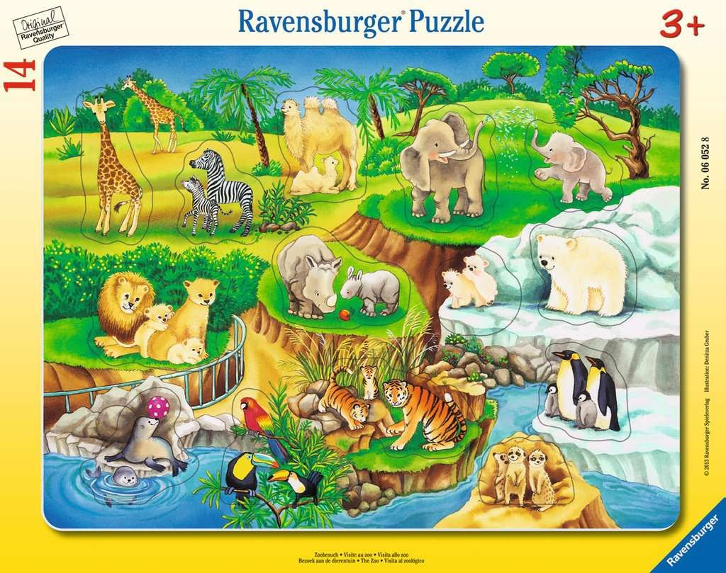 Image of Rahmen-Puzzle mit Konturen, 14 Teile, 32,5x24,5 cm, Zoobesuch