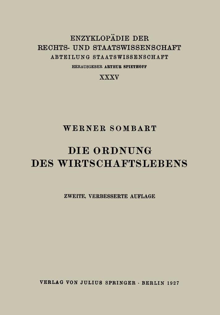 Die Ordnung des Wirtschaftslebens