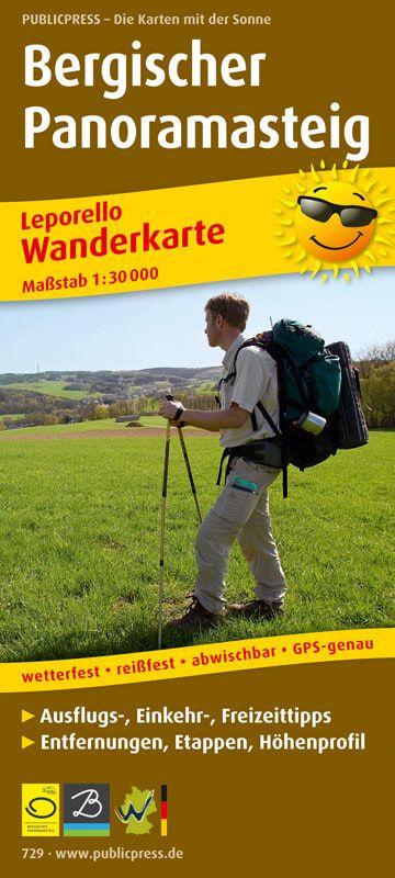 Bergischer Panoramasteig Wanderkarte 1 : 30 000
