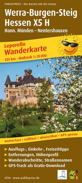 Wanderkarte Werra-Burgen-Steig Hessen X5 H Hann. Münden - Nentershausen 1 : 25 000